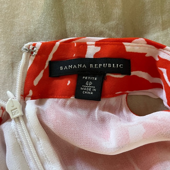 Banana Republic Orange and White Sleeveless Top - Size 4 Petite - Picture 3 of 4